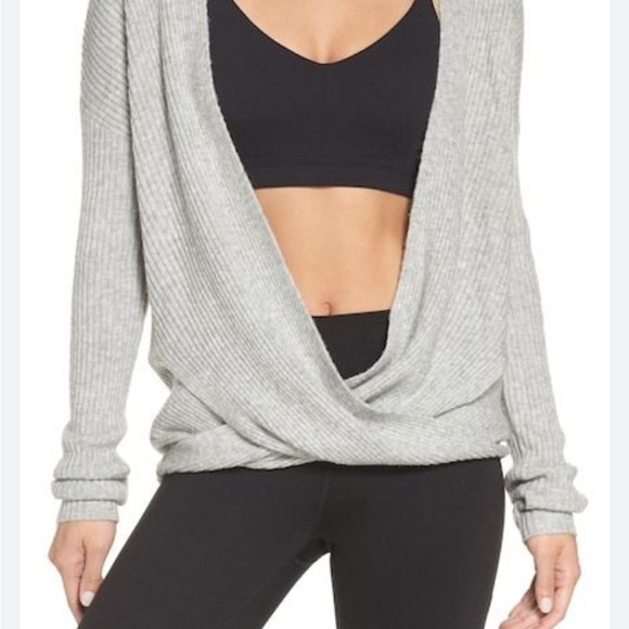 ZELLA HEATHER GRAY RIBBED WRAP SWEATER SIZE SMALL - Picture 11 of 16